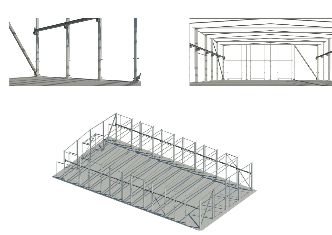 Structural model of a steel portal-frame production hall